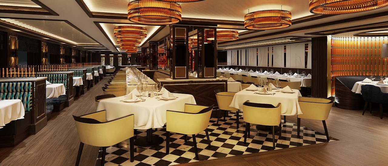 Crown Grill med modern, elegant design och kök i teaterstil