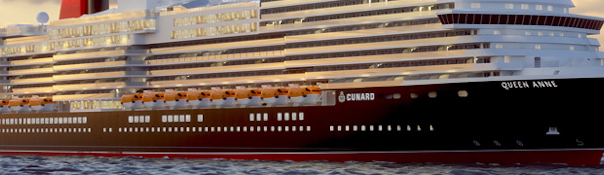 Cunards fartyg Queen Anne ute till havs.
