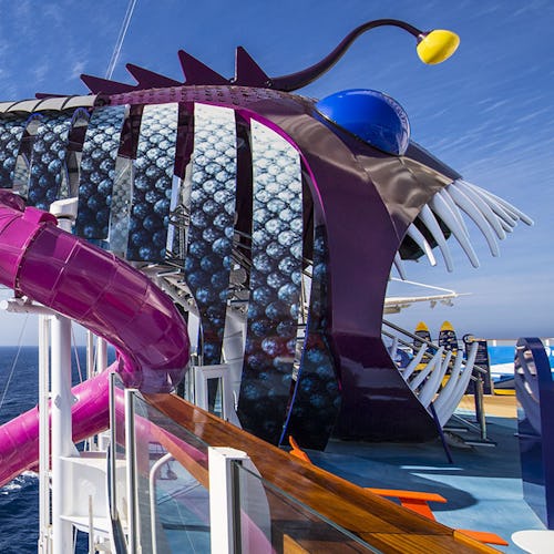 Den skrämmande entrén till Ultimate Abyss ombord på Royal Caribbeans fartyg.