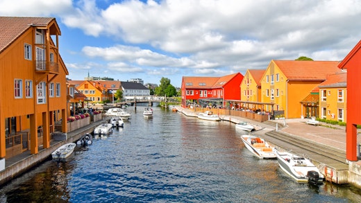 Området Fiskebrygga i Kristiansand, Norge.