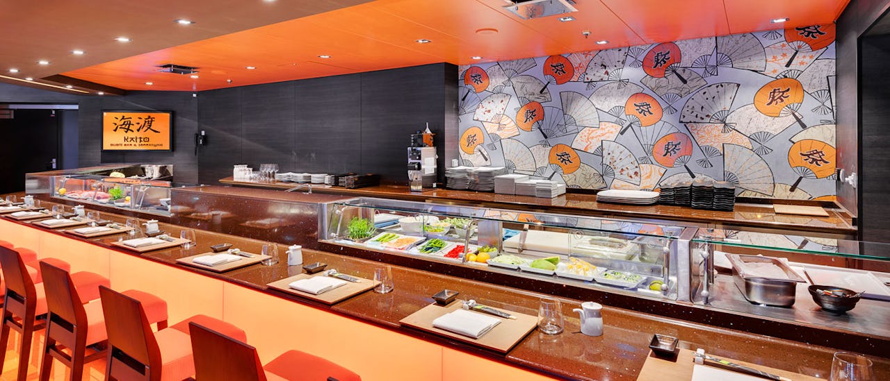 Restaurang Kaito Sushi Bar ombord på MSC Cruises fartyg.