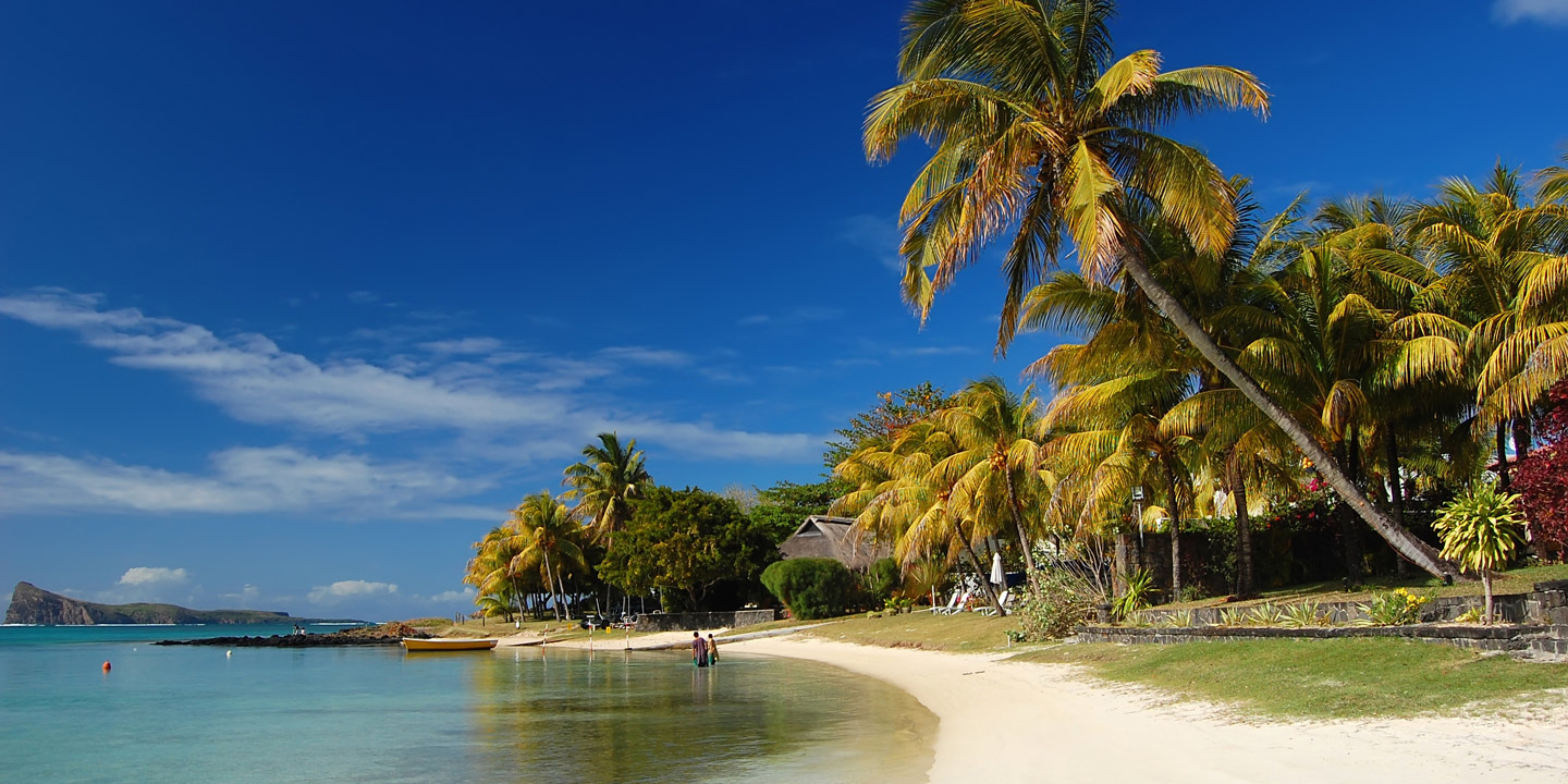 Vacker strand på Mauritius.