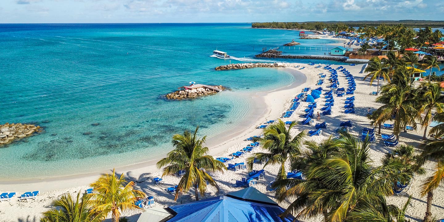 Vy över vackra Princess Cays på ön Eleuthera i Bahamas.