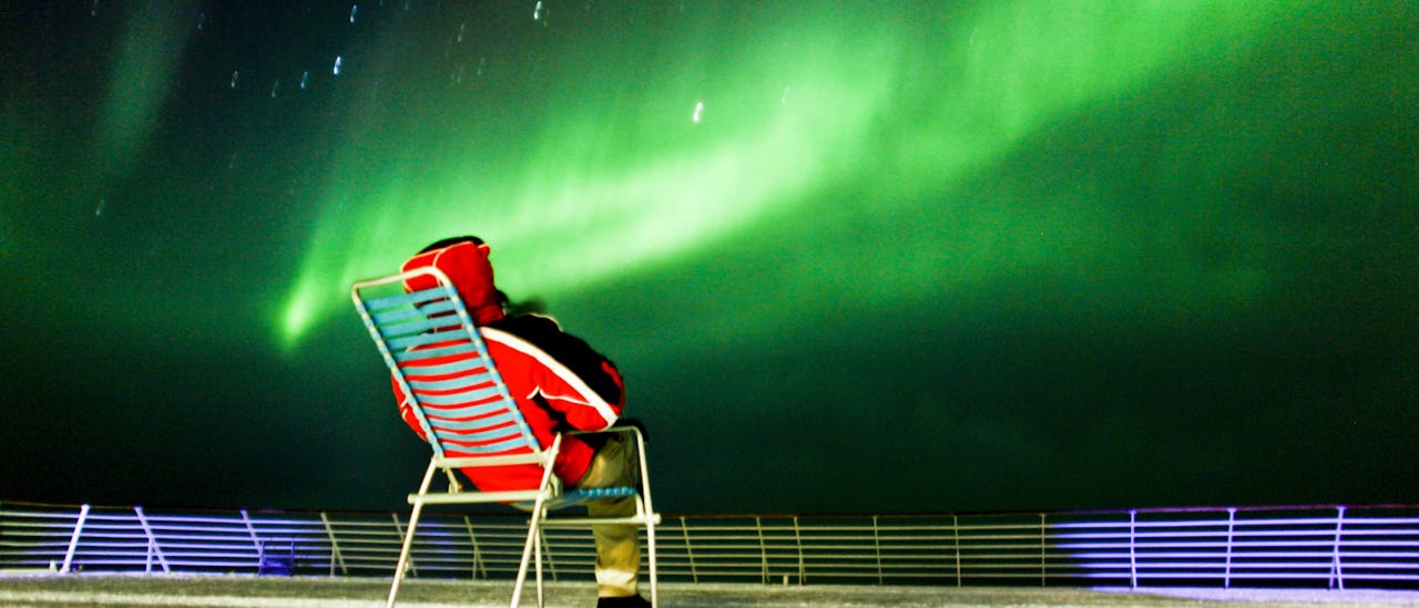 Fantastiskt norrsken sett från fartygsdäck.
Foto: Stein J Bjoerge