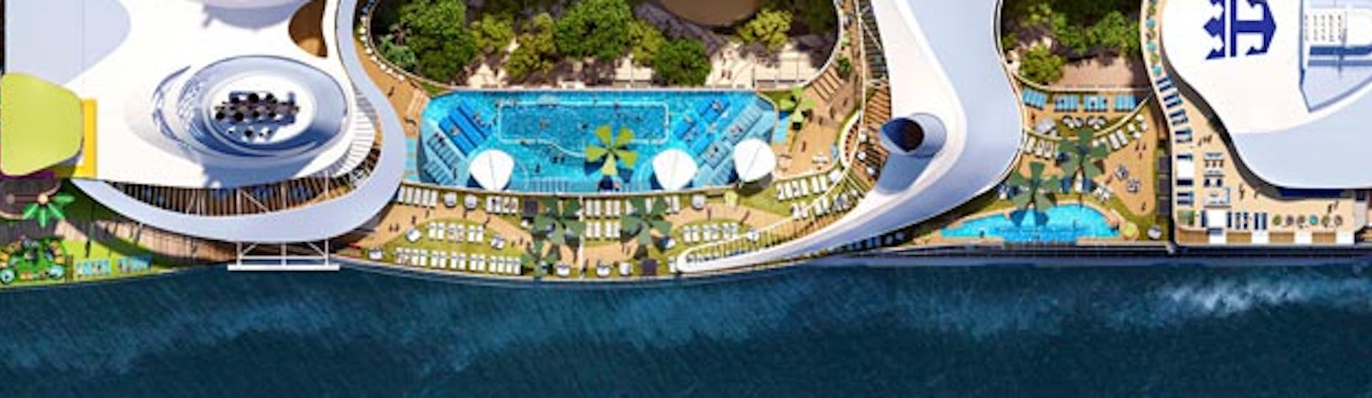 Royal Caribbeans fartyg Icon of the Seas sett från ovan.