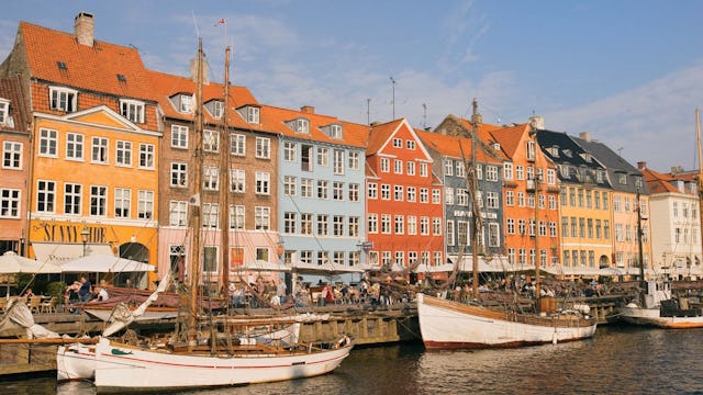 Mysiga Nyhavn i Köpenhamn, Danmark.