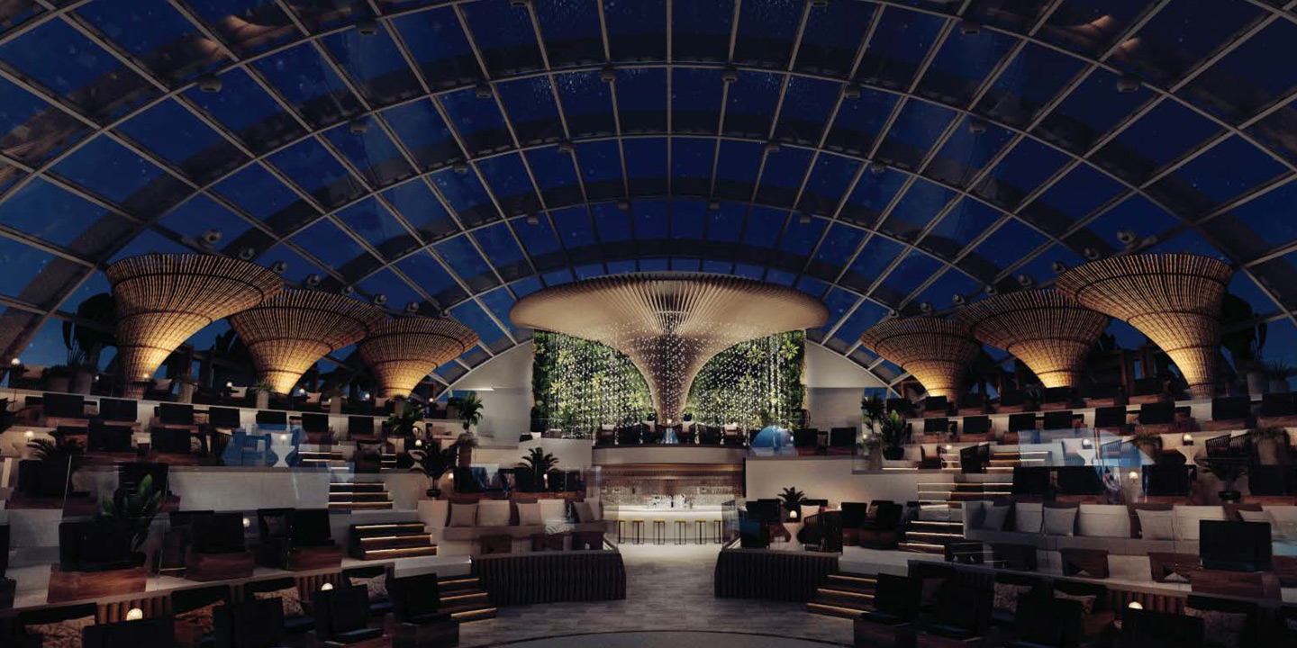 The Dome, med stjärnklar himmel ovanför, ombord på Princess Cruises fartyg Sun Princess.